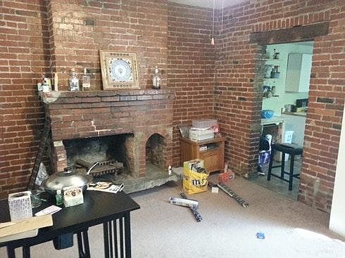 Dining Room with decorative fireplace