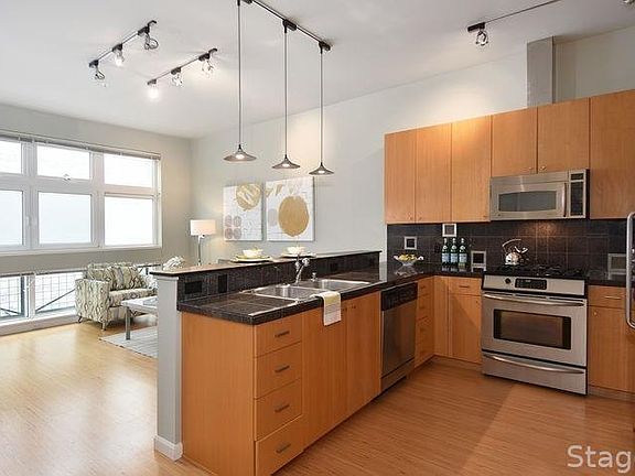 Kitchen with stainless steel appliances