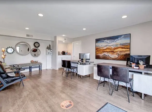 Modern clubhouse and leasing office with updated interiors