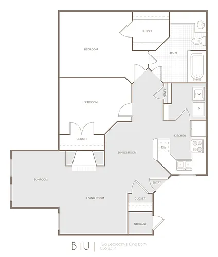 Floor plan Boxelder Upstairs 2 bed 1 Bath