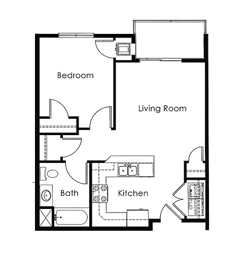 Floor plan 1 Bed 1 Bath | 573 sqft