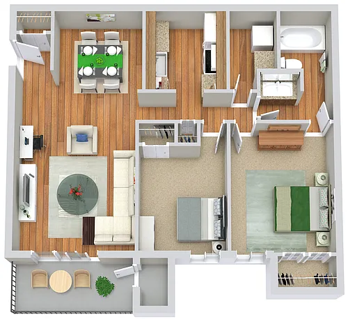 Floor plan 2 BED / 1 BATH - Premium Upgrade