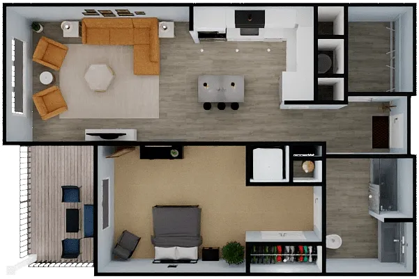 Floor plan One Bedroom - 1A