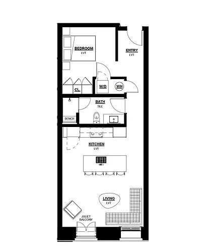 Floor plan Urban 1 Bed - 1 Bath
