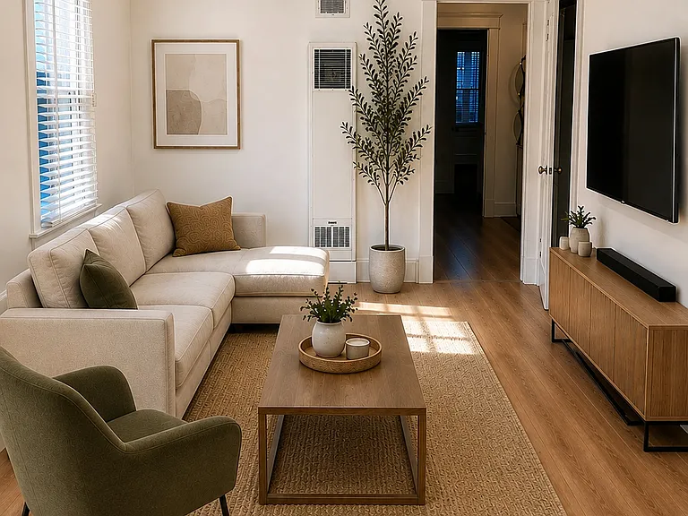 Living room with skylight (unit is unfurnished)