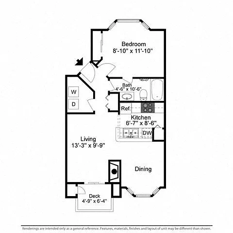 Floor plan 1x1 Renovated