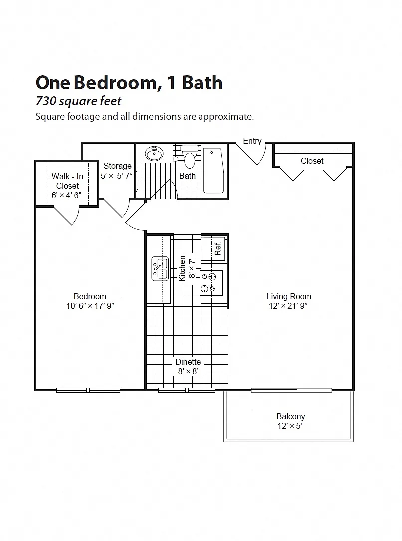 Floor plan 1 Bedroom 1 Bath