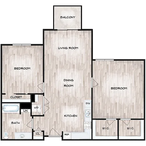 Floor plan 2 Bed 1 Bath C