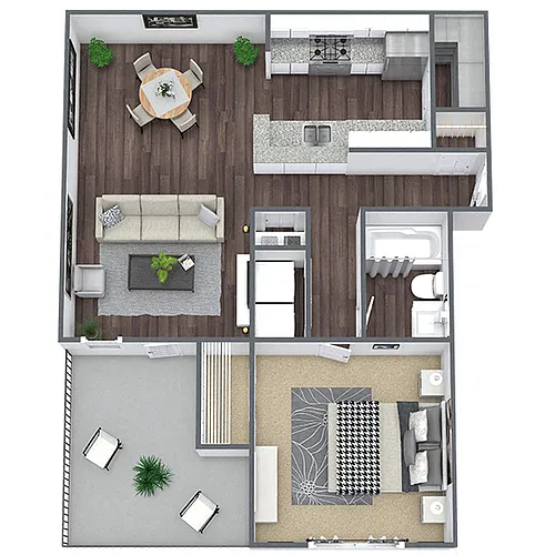 Floor plan A1: 1 Bed 1 Bath