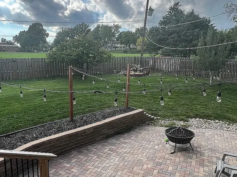 Tealights set to a nightly timer, great hosting patio!