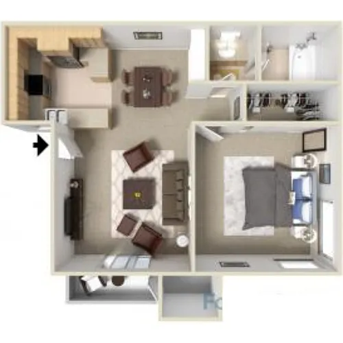 Floor plan 1 Bed 1 Bath