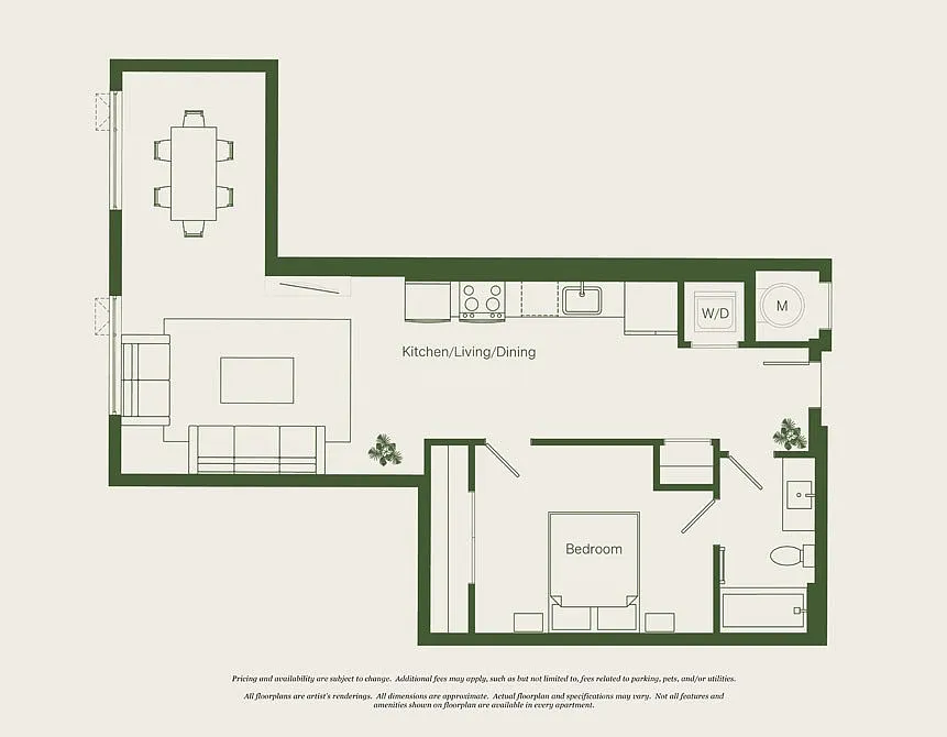 Floor plan 1 Bed- 1 Bath | A07 - Reva