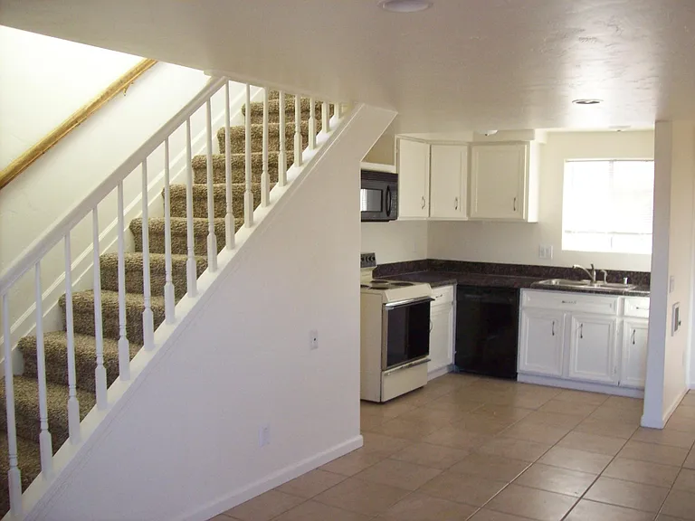 Kitchen area and stairs