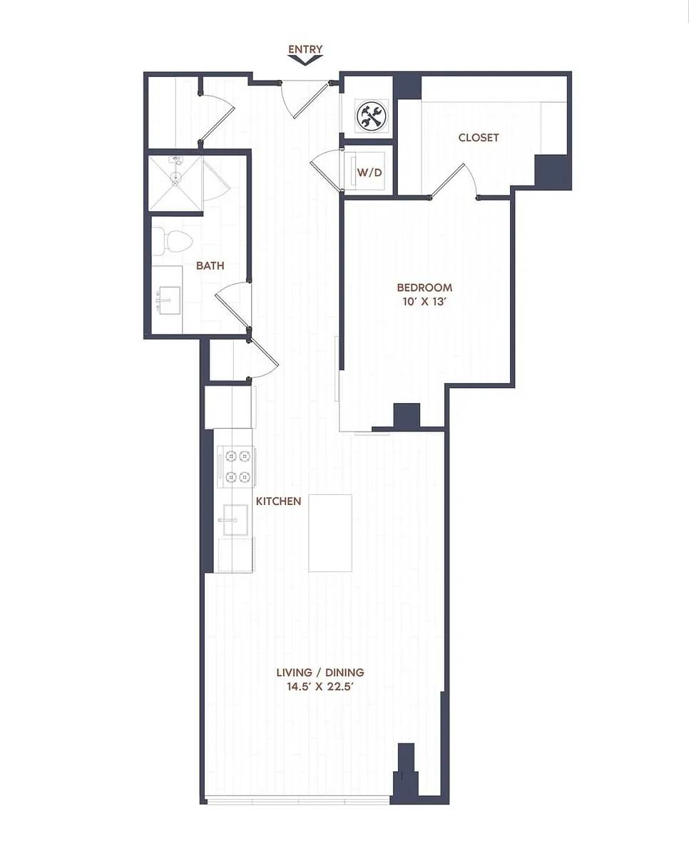 Floor plan 1 Bed/1 Bath-A18