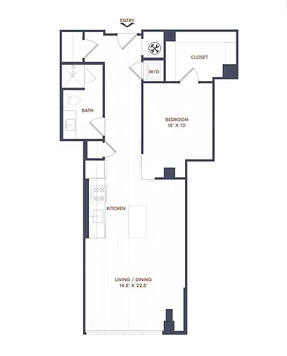 Floor plan 1 Bed/1 Bath-A18