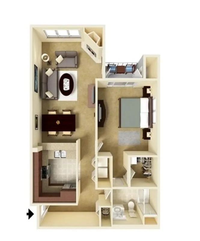 Floor plan 1X1-735