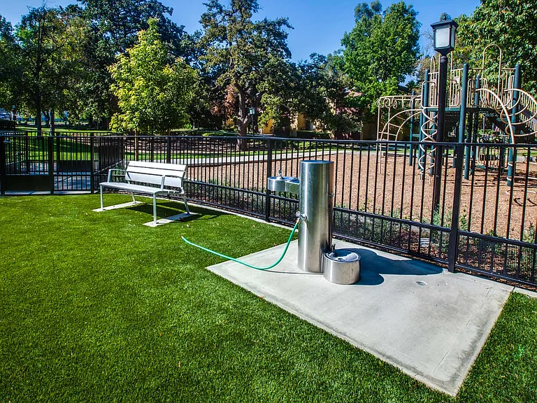 On-site, fenced-in play area to let your furry friends run off-leash