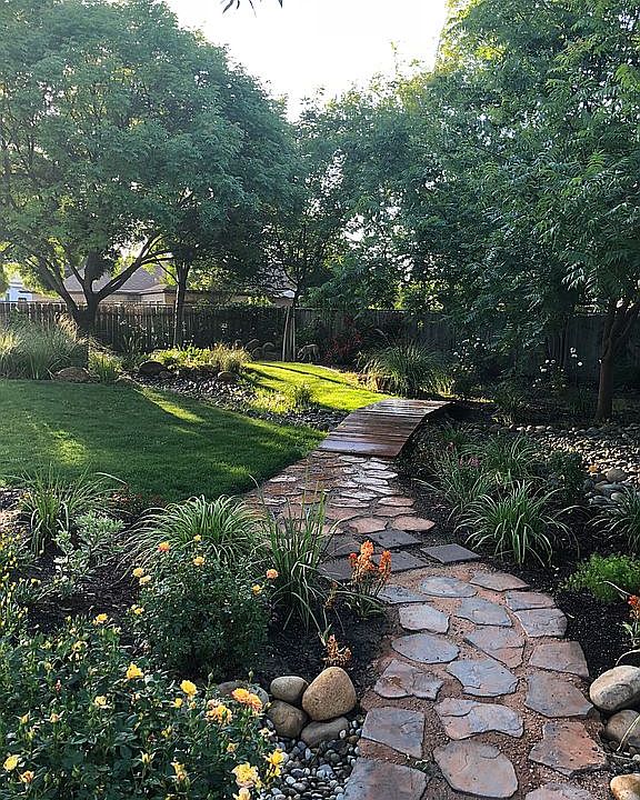 Large landscaped backyard 