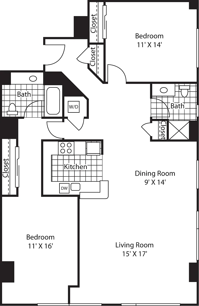 Floor plan Two Bedroom 1396
