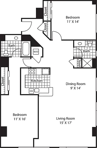 Floor plan Two Bedroom 1396