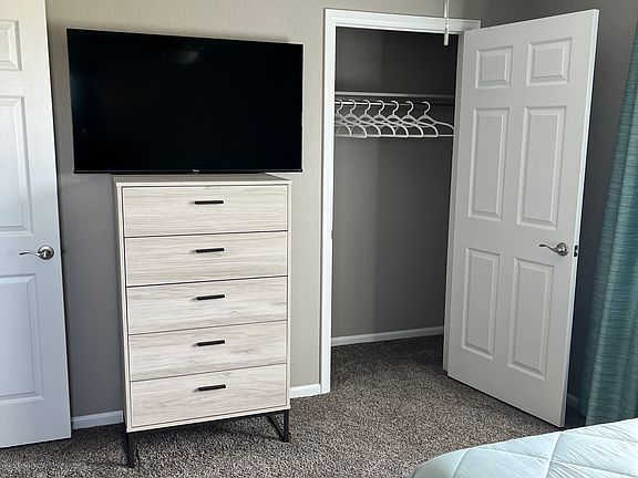Upright Chest of Drawers, 50" TV, Closet