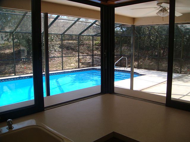 View of pool from kitchen 