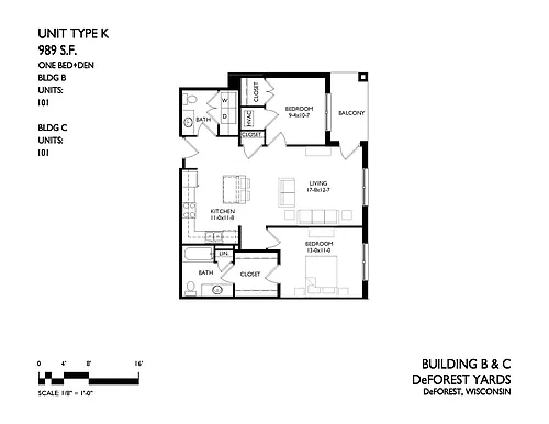 Floor plan 2 Bedroom 1 Bath