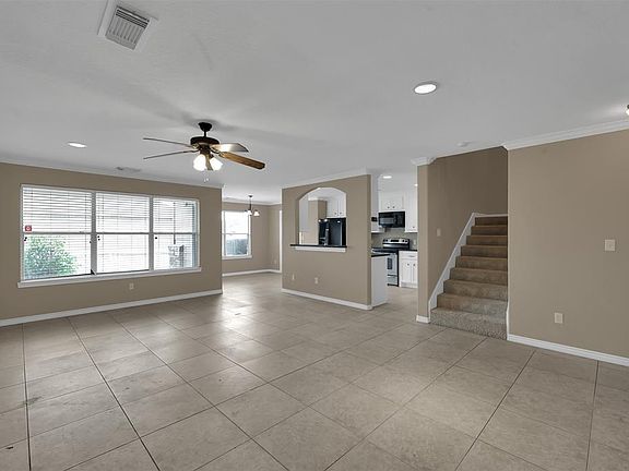 Living area and kitchen