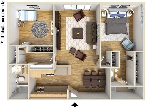Floor plan Two Bedroom Two Bath