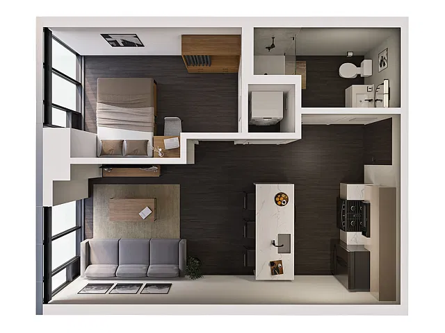 Floor plan 1 Bedroom B