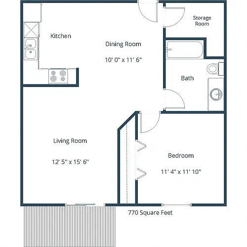 Floor plan One Bedroom 11A