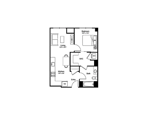 Floor plan 1 Bed/1 Bath-A1