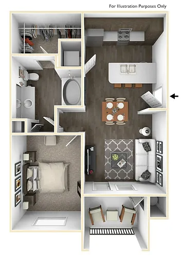 Floor plan 1 Bed/1 Bath
