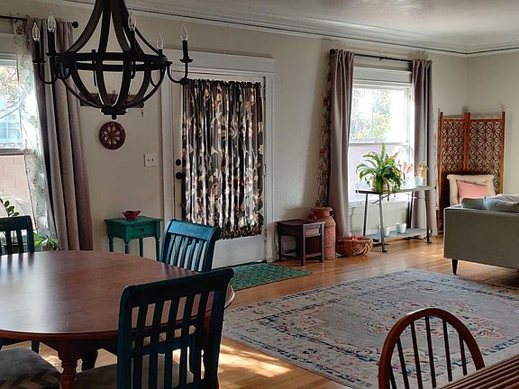 Well-lit living/dining area