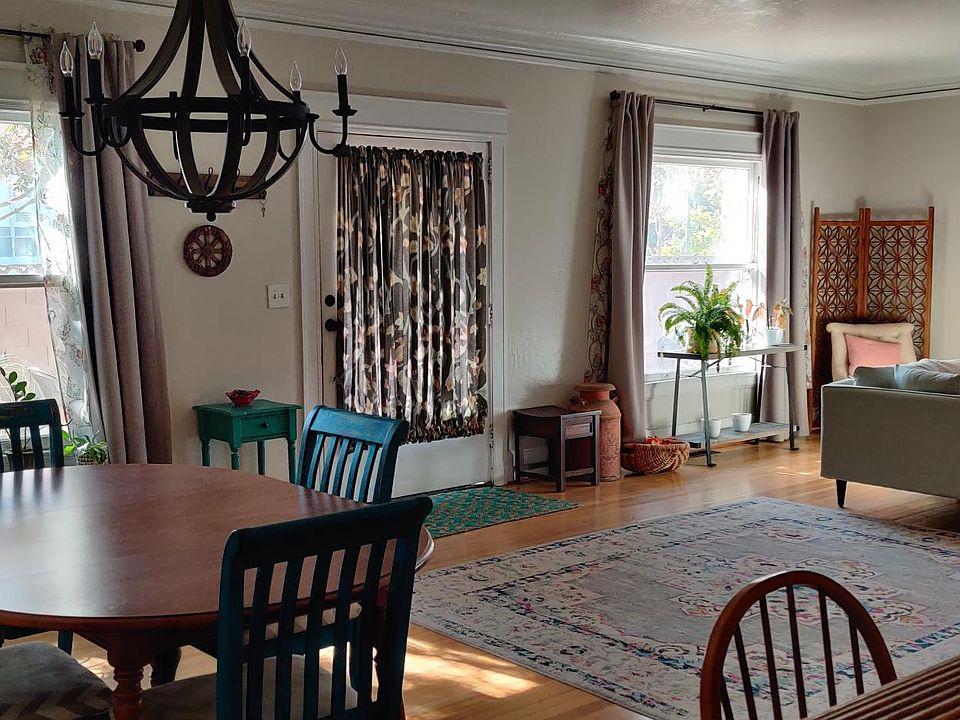 Well-lit living/dining area