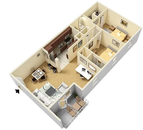 Floor plan 2 Bed 1 Bathroom