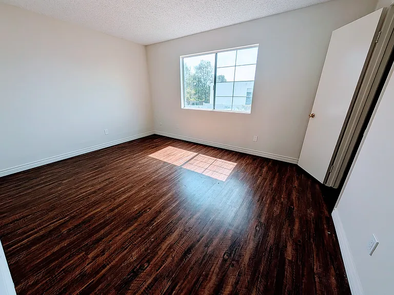 Spacious bedroom with roomy walk-in closet.