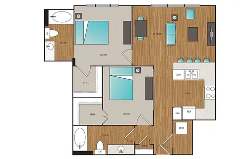 Floor plan Phase I 2x2 A