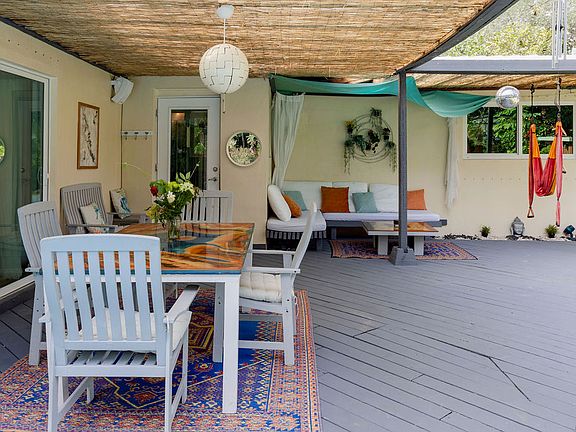Outdoor dining table by the pool