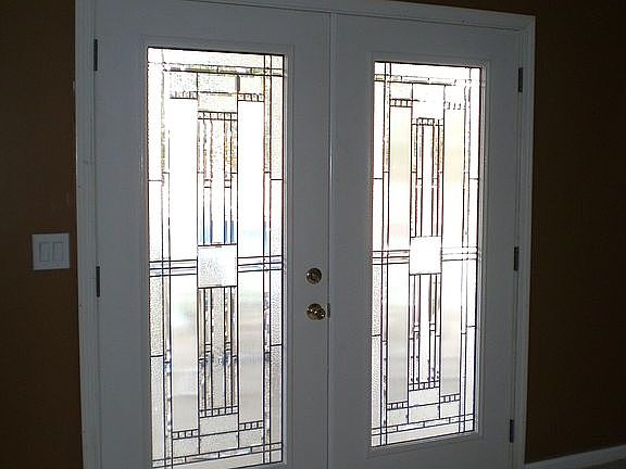 Leaded glass french doors