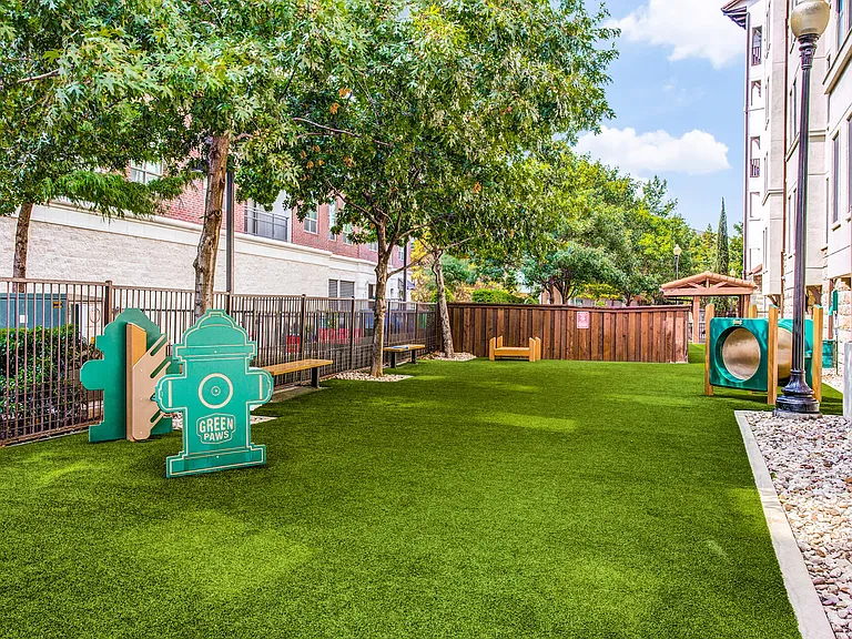 Urban pet park with pet washing station
