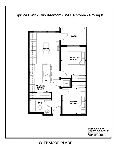 Floor plan 2 Bedroom + 1 Bathroom with balcony