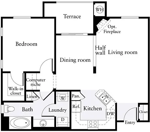 Floor plan 1 Bedroom D