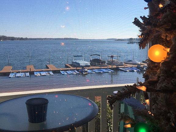 Private patio with lake view