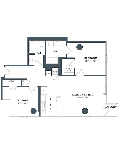 Floor plan 2 Bed/2 Bath-B6