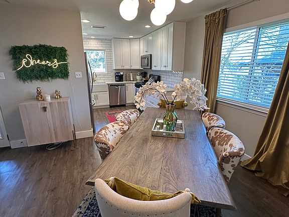 View into kitchen from dining room.