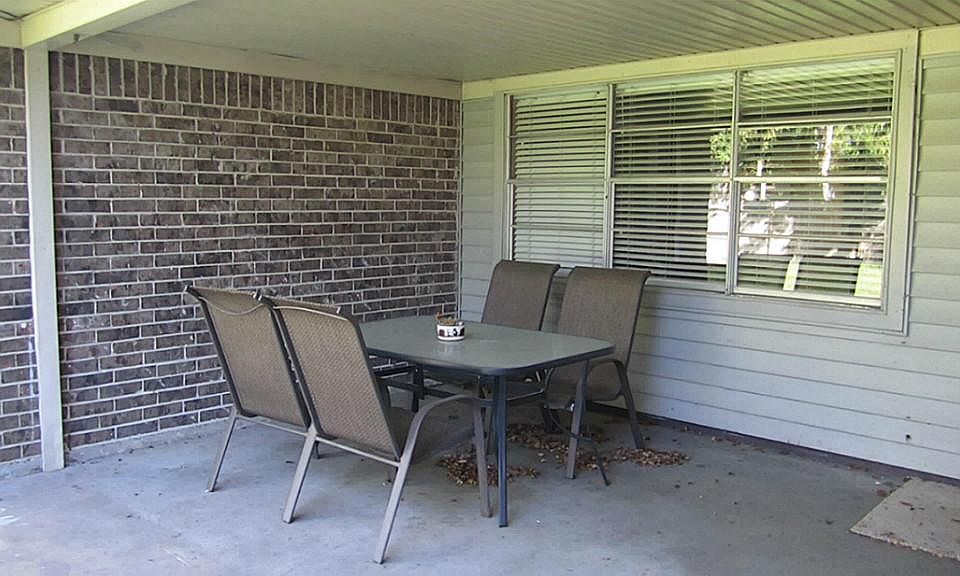 Backyard with covered porch