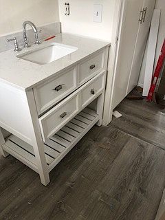 new bath remodel wood floors