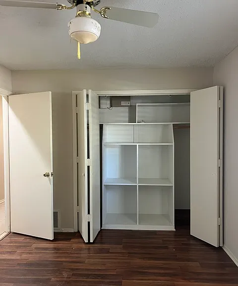 Built in shelves in closet.