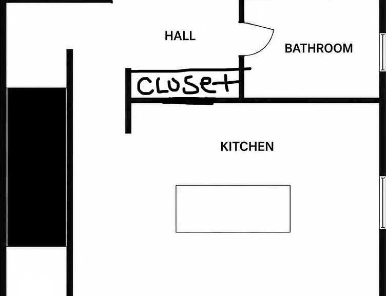 Mock layout to show visual of what apartment setup is like approximately.